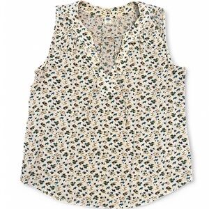 Old Navy Women’s Floral Sleeveless Top - Cream and Blue